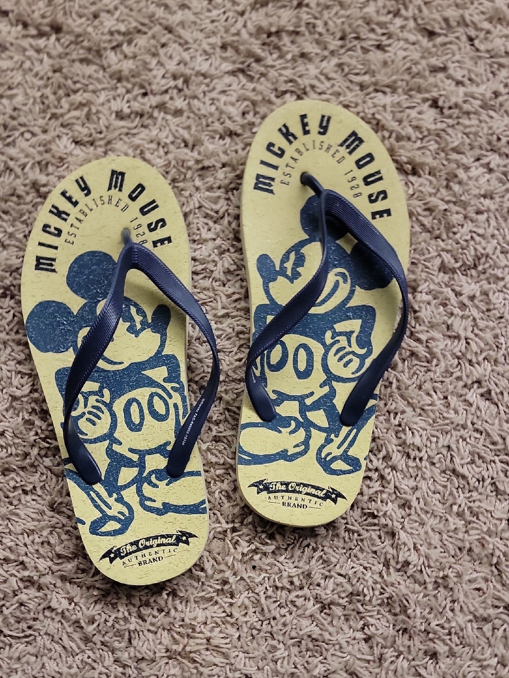 Yellow & Navy Kids Flip Flops